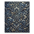 Elegant Blue Gold Ornate Damask Rug