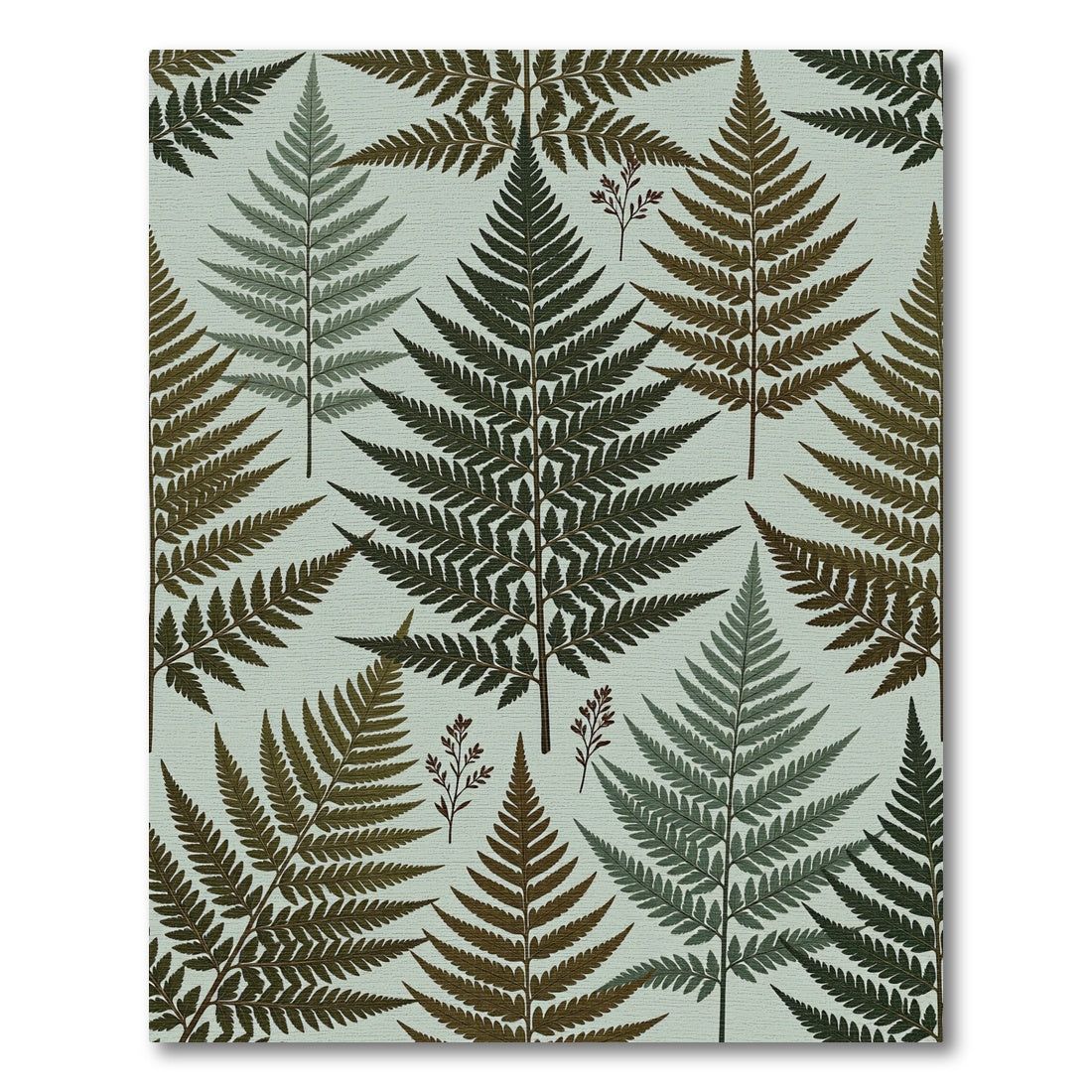 Botanical Forest Fern Sage Green Rug