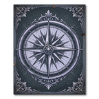 Vintage Slate Compass Rose Medallion Rug