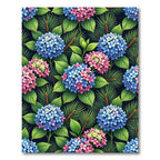 Lush Blue Pink Hydrangea Foliage Rug