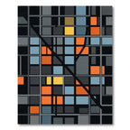Abstract Grid Orange Blue Yellow Rug