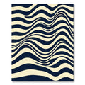 Abstract Cream and Navy Wavy Lines Rug