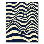 Abstract Cream and Navy Wavy Lines Rug