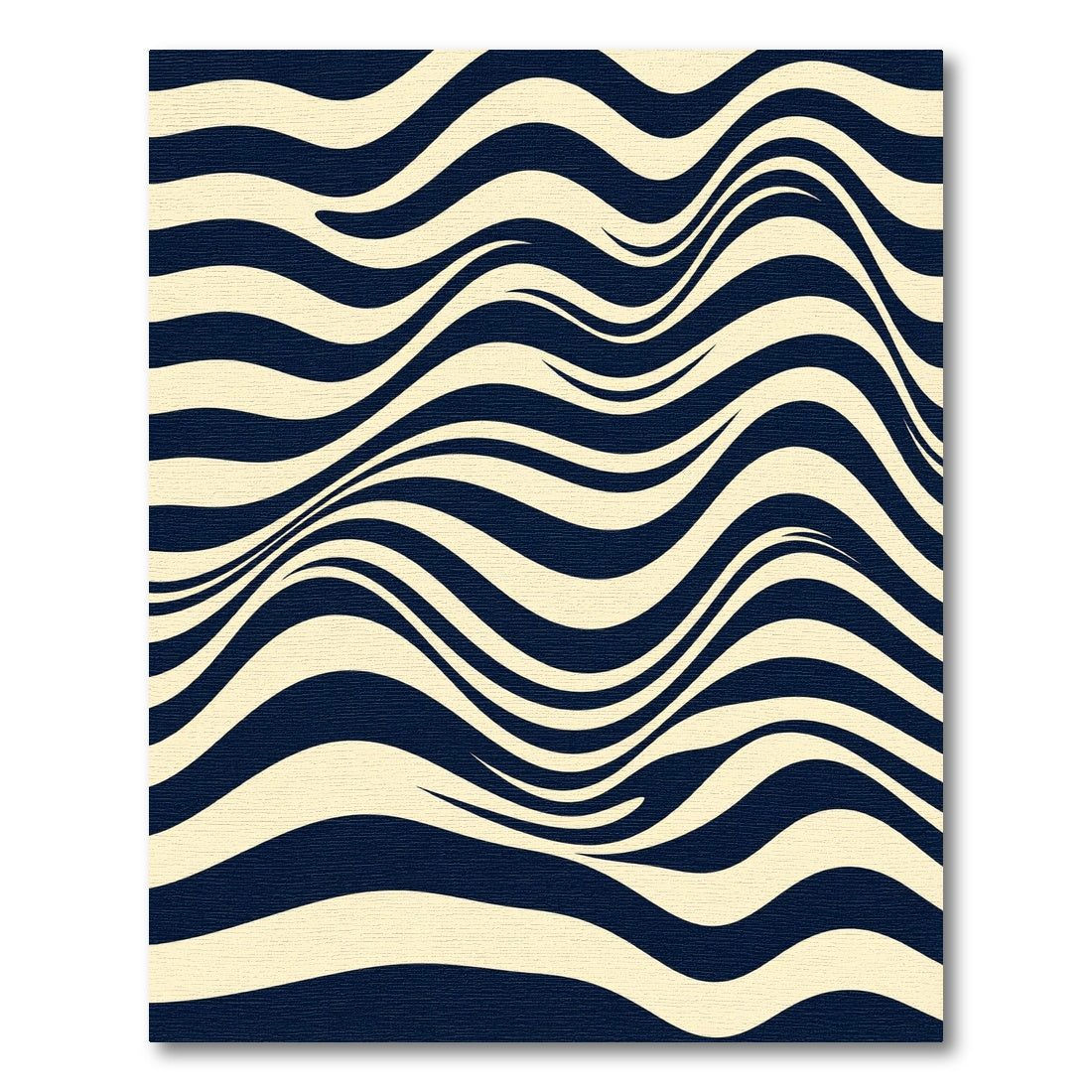 Abstract Cream and Navy Wavy Lines Rug