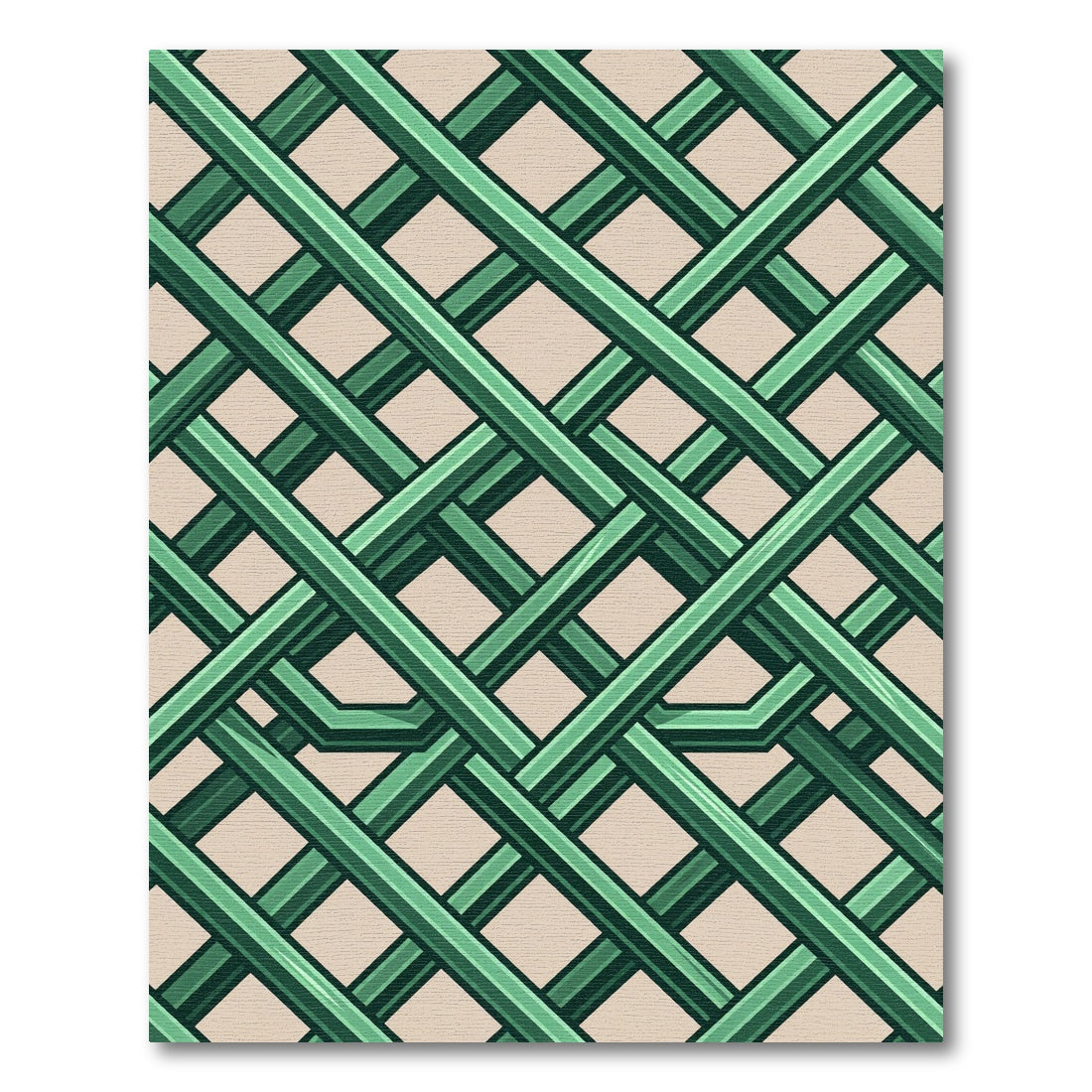 Emerald Green Intersecting Geometric Lattice Rug