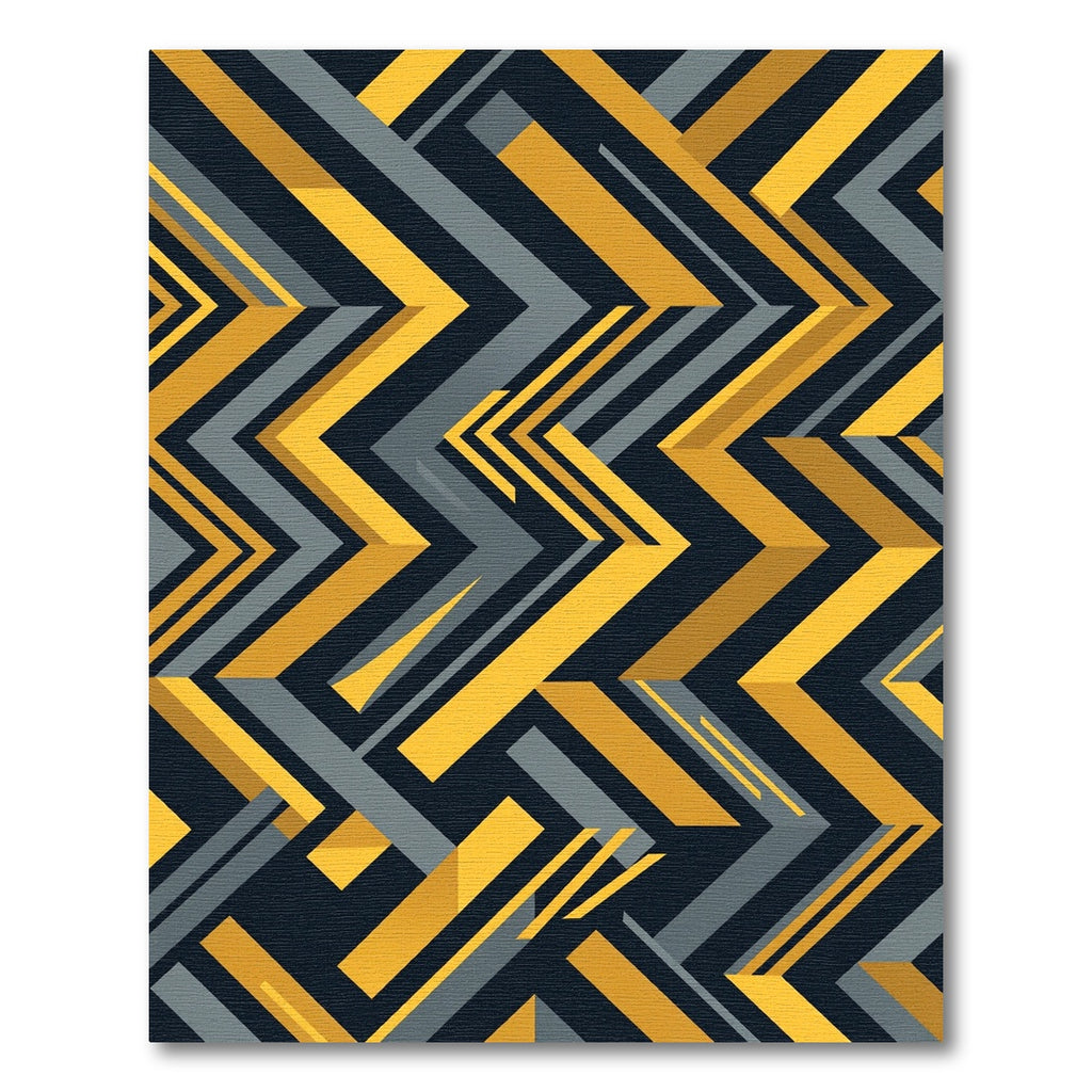 Modern Yellow and Gray Geometric Zigzag Rug