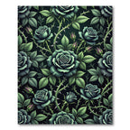Dark Emerald Gothic Rose Thorn Trellis Rug