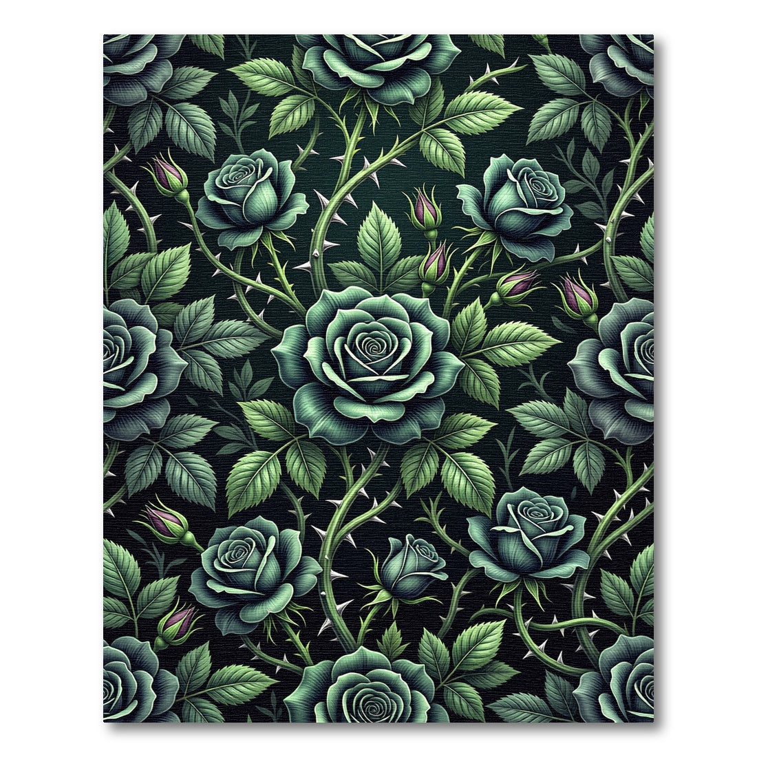 Dark Emerald Gothic Rose Thorn Trellis Rug