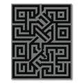 Black Gray Geometric Maze Rug