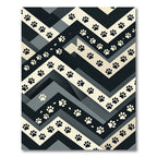 Monochrome Paw Print Chevron Geometric Rug