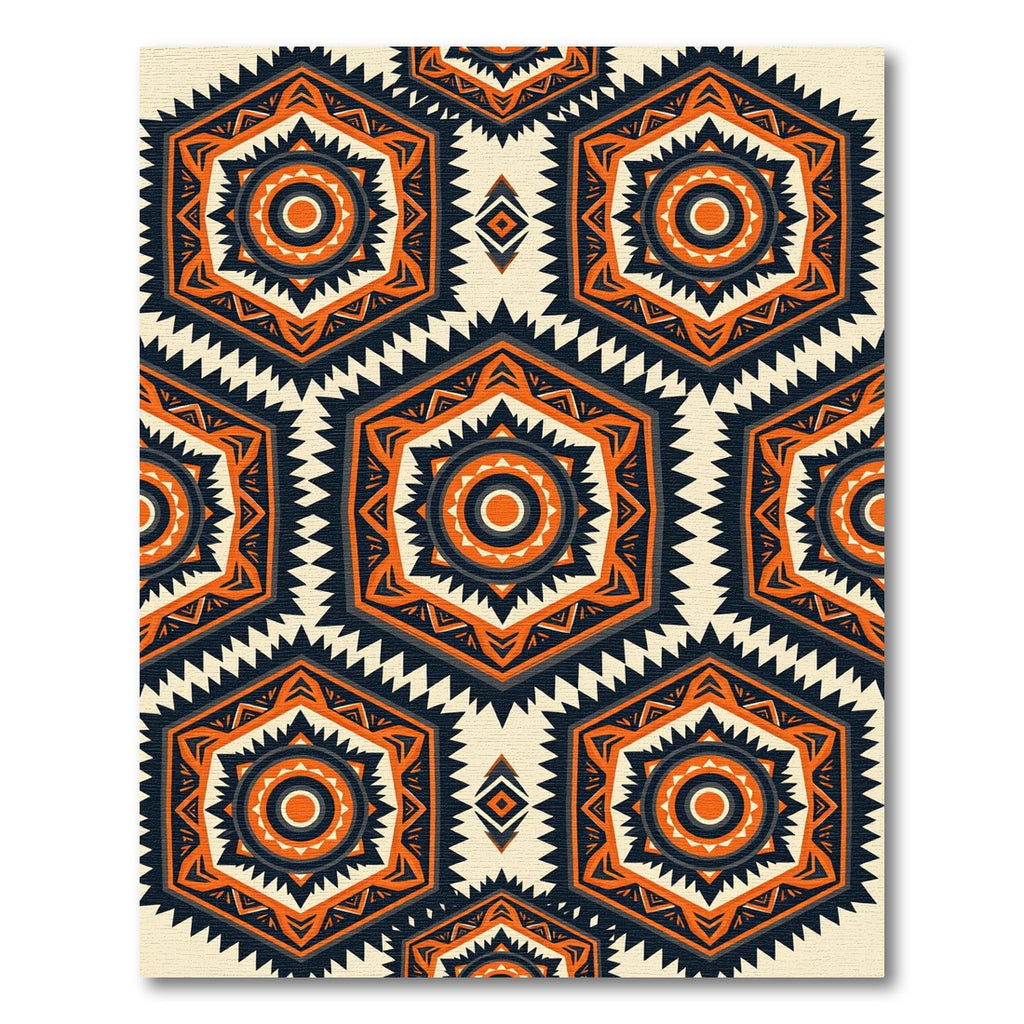 Geometric Hexagon Amber Charcoal Mosaic Rug