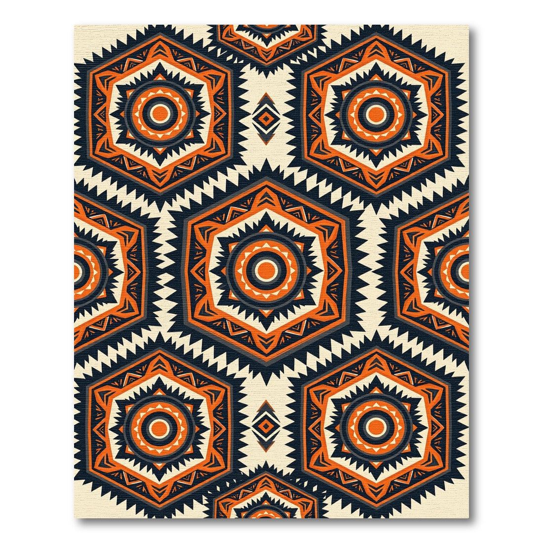 Geometric Hexagon Amber Charcoal Mosaic Rug