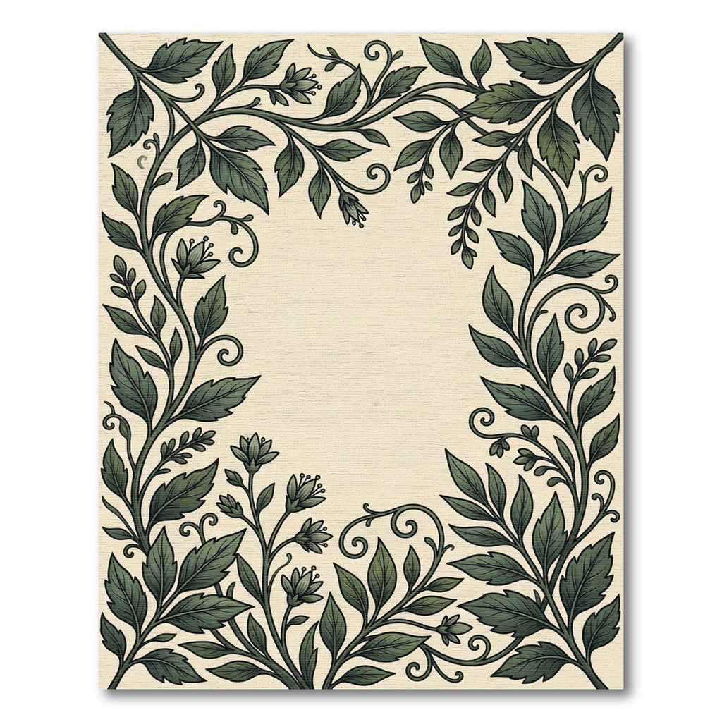 Art Nouveau Green Foliage Vines Rug