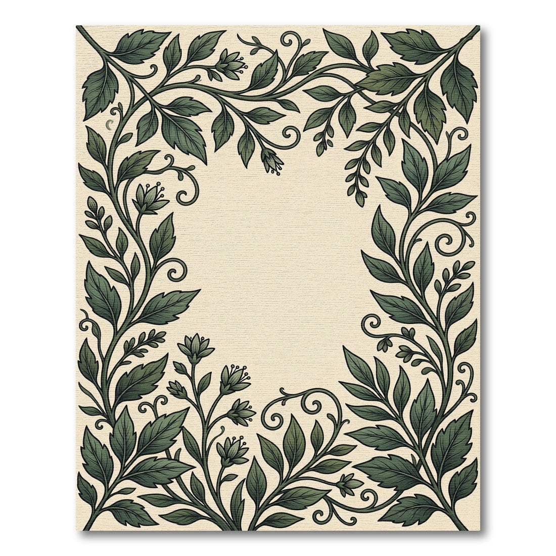 Art Nouveau Green Foliage Vines Rug