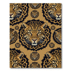 Golden Leopard Face Seamless Animal Texture Rug