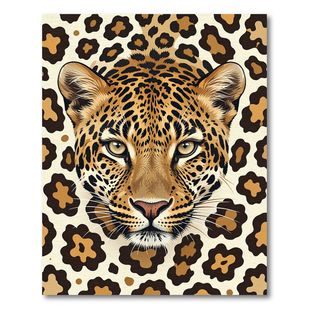 Golden Leopard Face Animal Portrait Rug