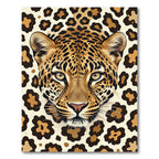 Golden Leopard Face Animal Portrait Rug