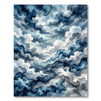 Deep Blue Cloudy Sky Watercolor Rug