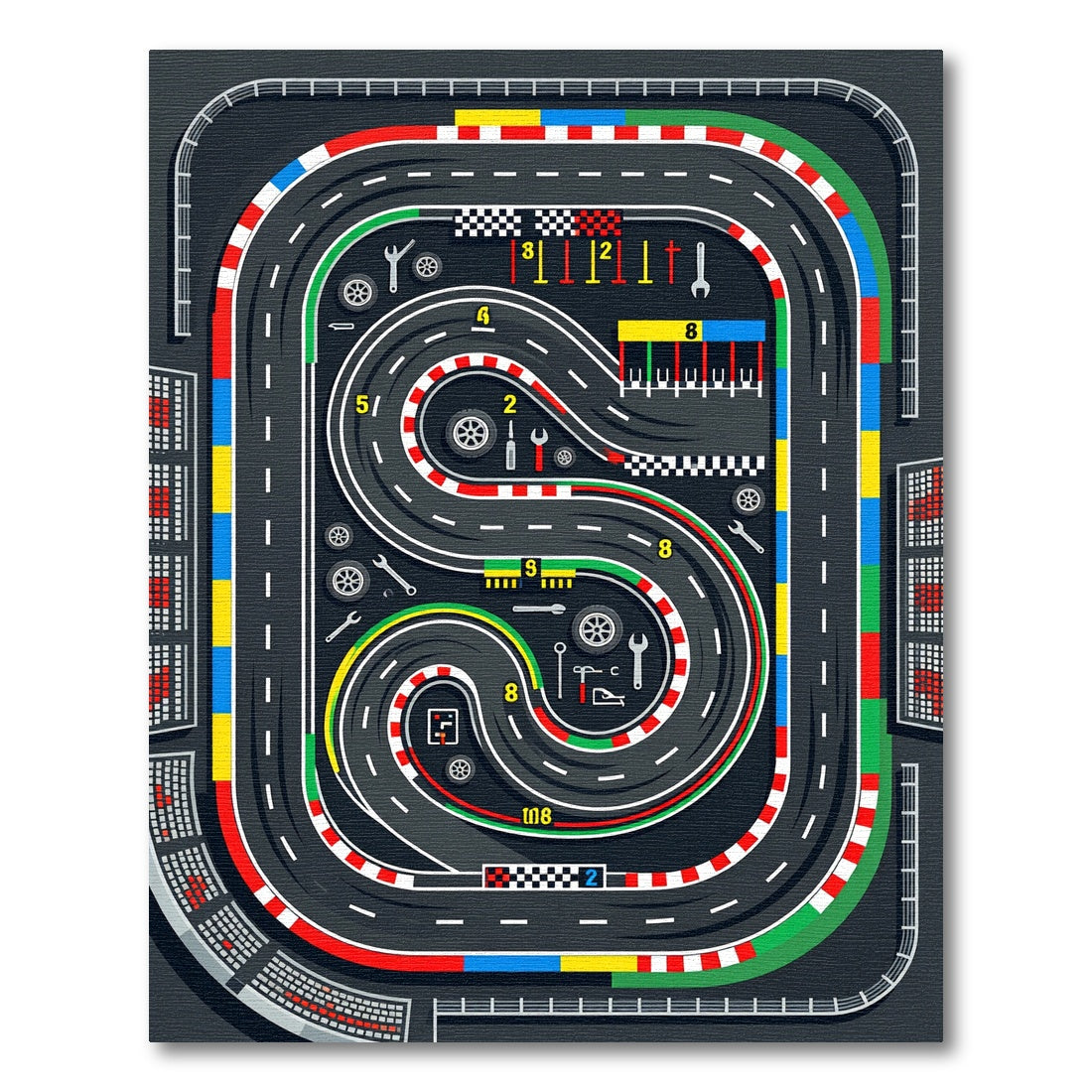 Vibrant Race Track Circuit Graphic Rug