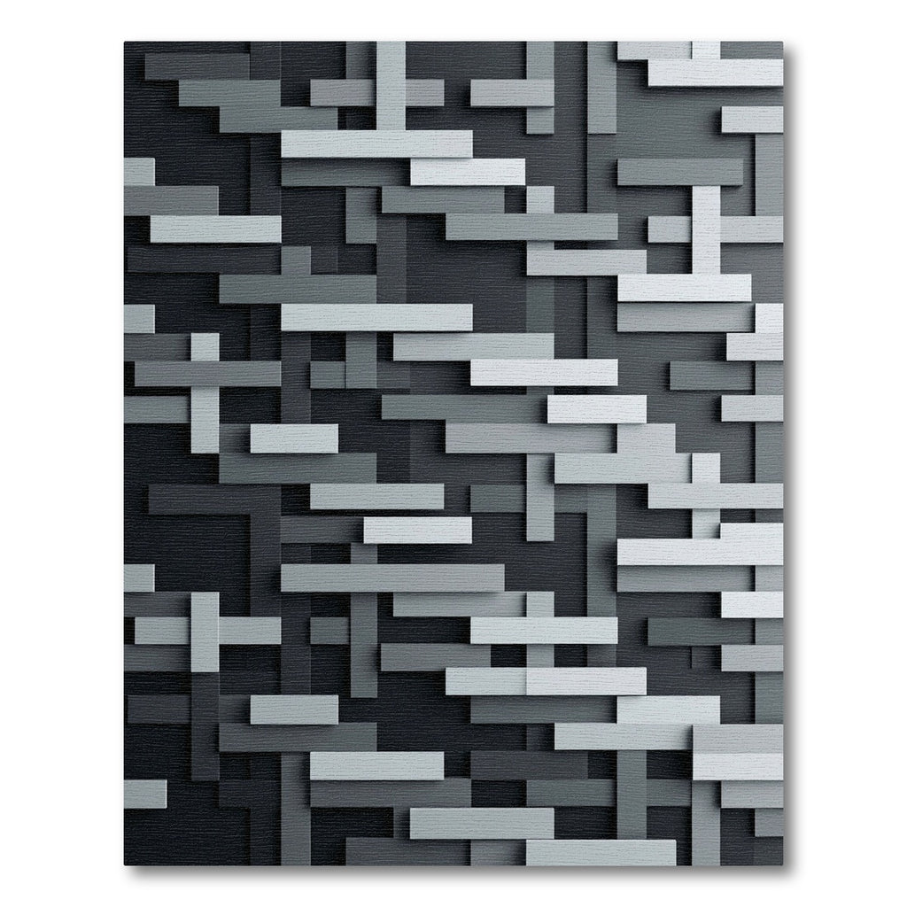 Monochromatic Gray Geometric Block Grid Rug