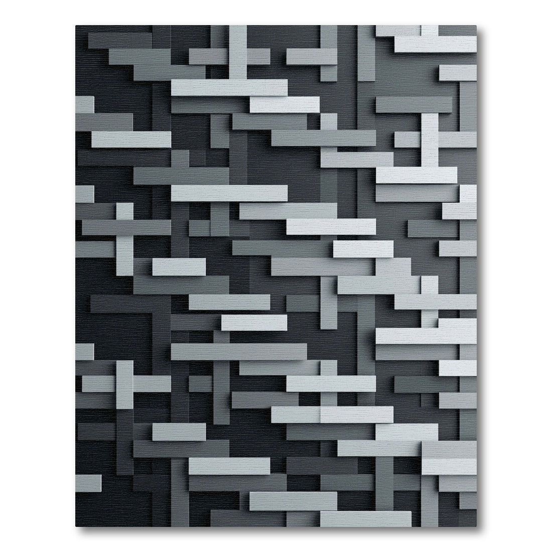 Monochromatic Gray Geometric Block Grid Rug