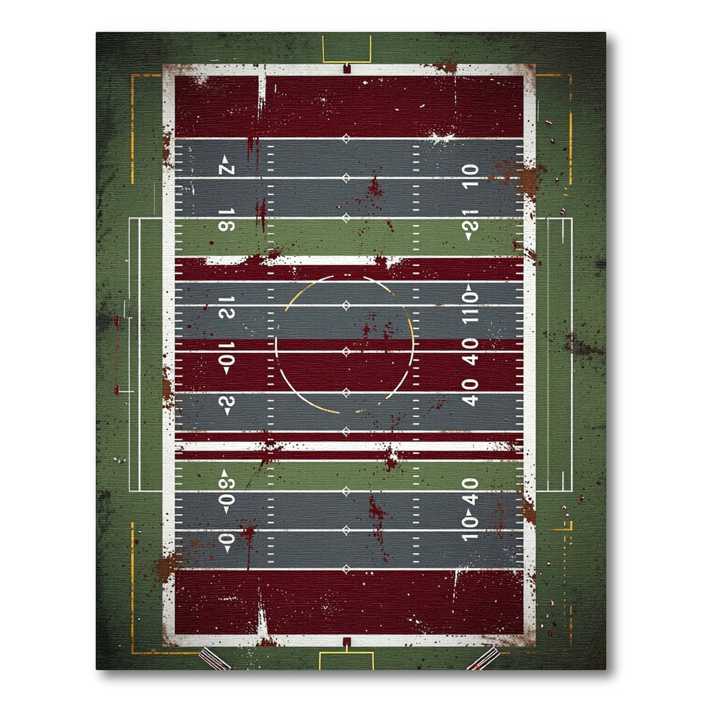 Gritty Crimson And Olive Football Grid Rug