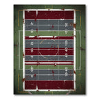 Gritty Crimson And Olive Football Grid Rug