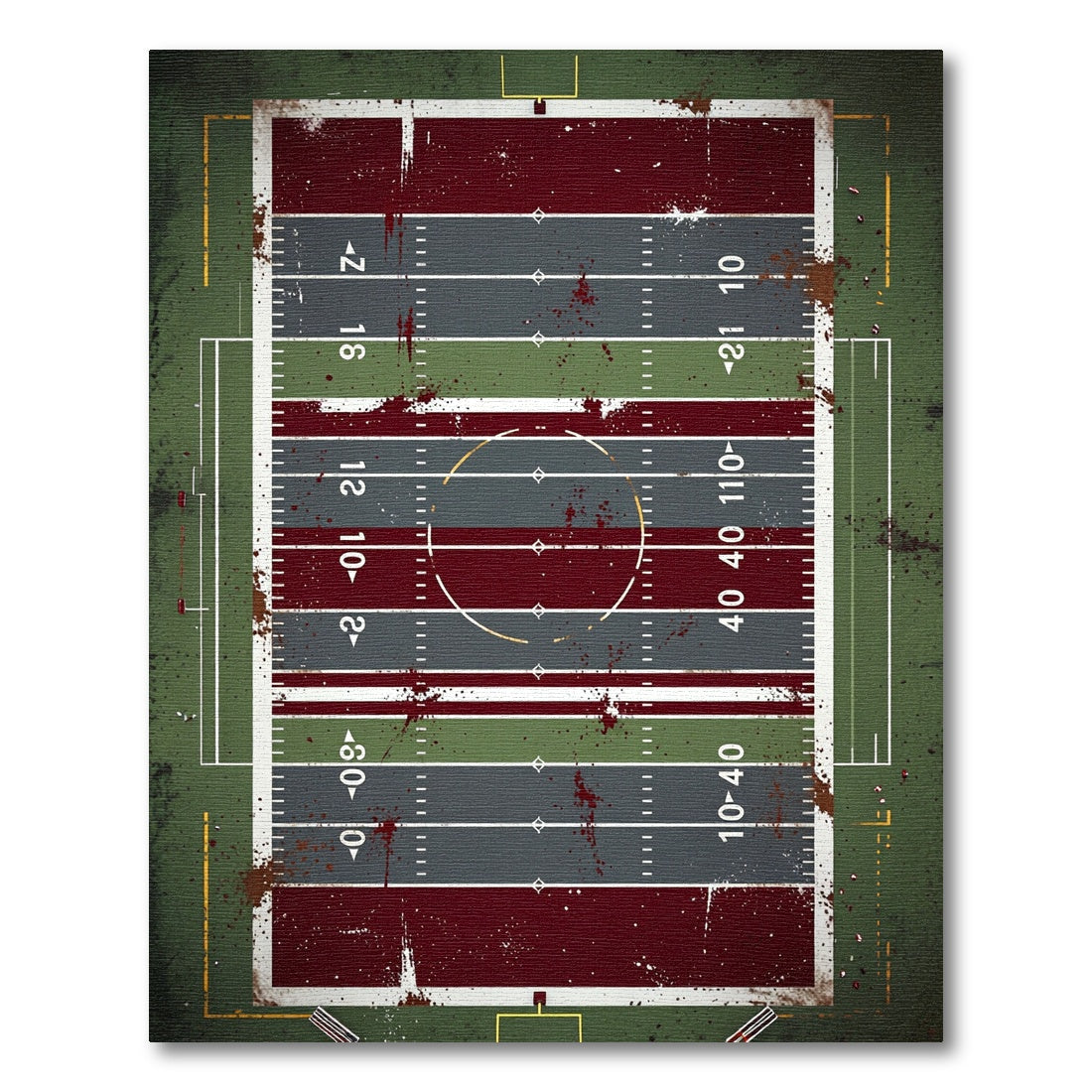 Gritty Crimson And Olive Football Grid Rug