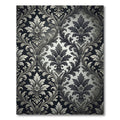 Elegant Monochrome Black Damask Scroll Rug