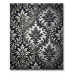 Elegant Monochrome Black Damask Scroll Rug