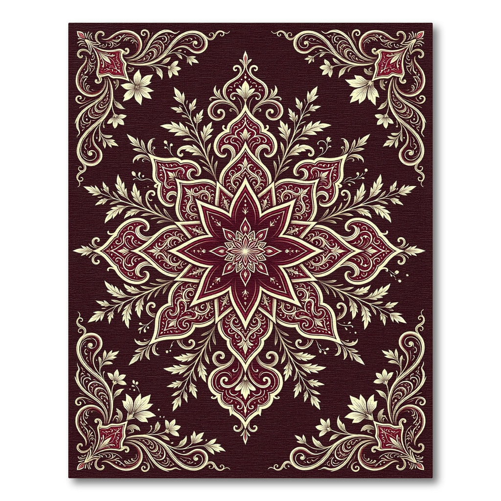 Rich Crimson Floral Medallion Harmony Rug