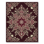 Rich Crimson Floral Medallion Harmony Rug