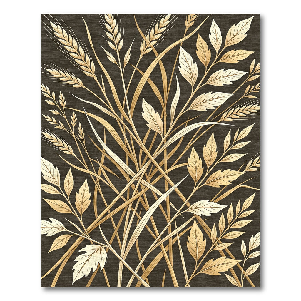 Golden Wheat and Leaf Array Rug