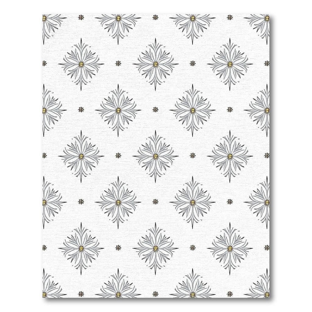 Silver Starburst Medallion White Rug
