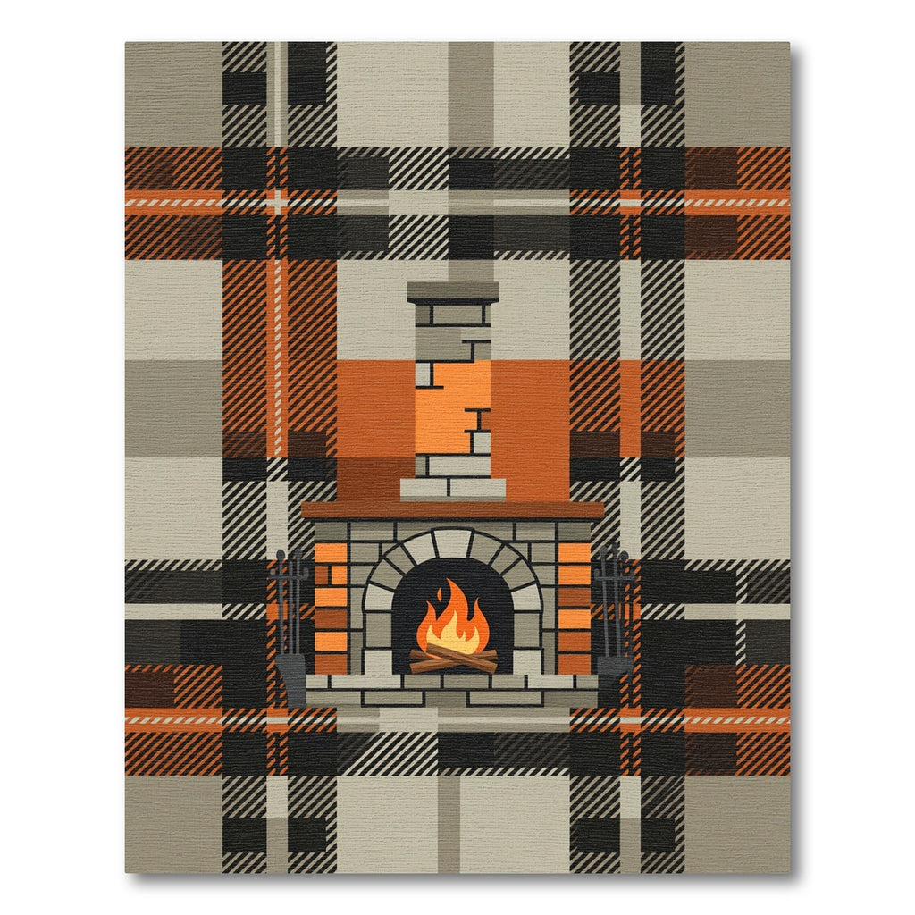 Cozy Orange Plaid Hearth Fireplace Rug