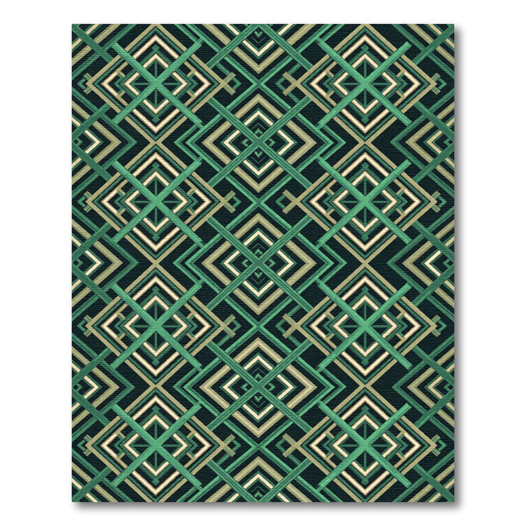 Emerald Geometric Interlocking Lines Rug