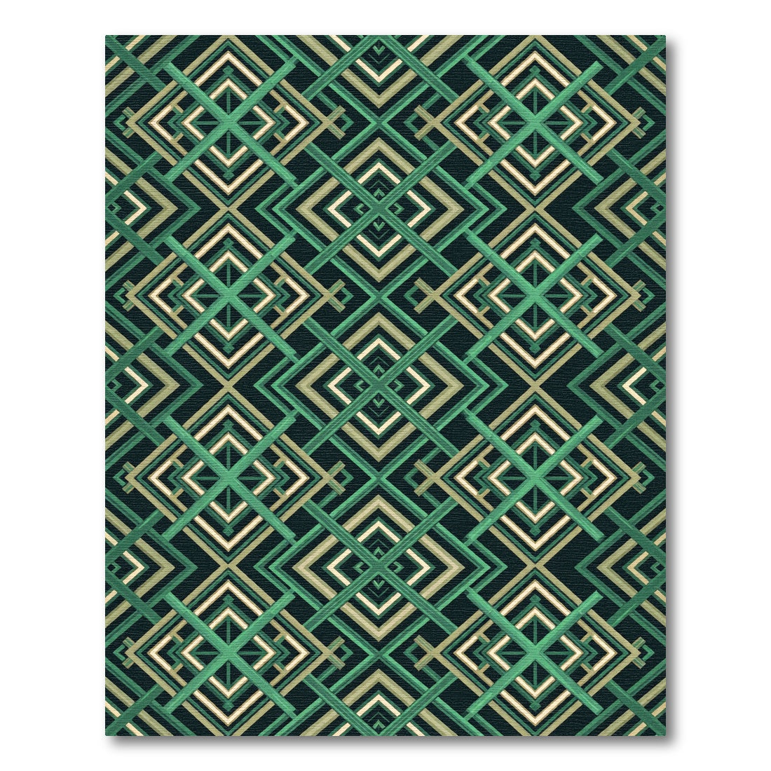 Emerald Geometric Interlocking Lines Rug