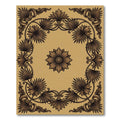 Ornate Golden Beige Floral Scroll Rug