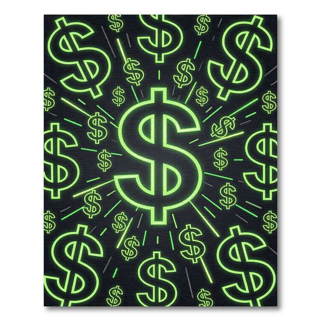 Neon Green Dollar Sign Radiant Backdrop Rug
