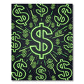 Neon Green Dollar Sign Radiant Backdrop Rug