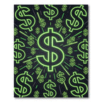 Neon Green Dollar Sign Radiant Backdrop Rug