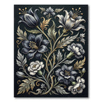 Dark Floral Scroll Gold Accents Rug