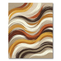 Earthy Brown Abstract Wavy Striped Rug