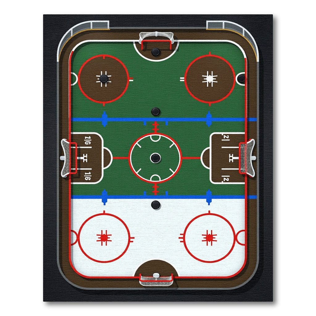 Green and White Hockey Rink Illustration Rug
