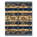 Nautical Navy Gold Anchor Rope Border Rug