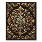 Ornate Gold Scroll Acanthus Medallion Rug