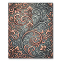 Ornate Coral And Grey Floral Scroll Rug