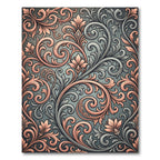 Ornate Coral And Grey Floral Scroll Rug