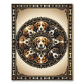 Vintage Puppy Portrait Circular Medallion Rug