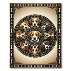 Vintage Puppy Portrait Circular Medallion Rug